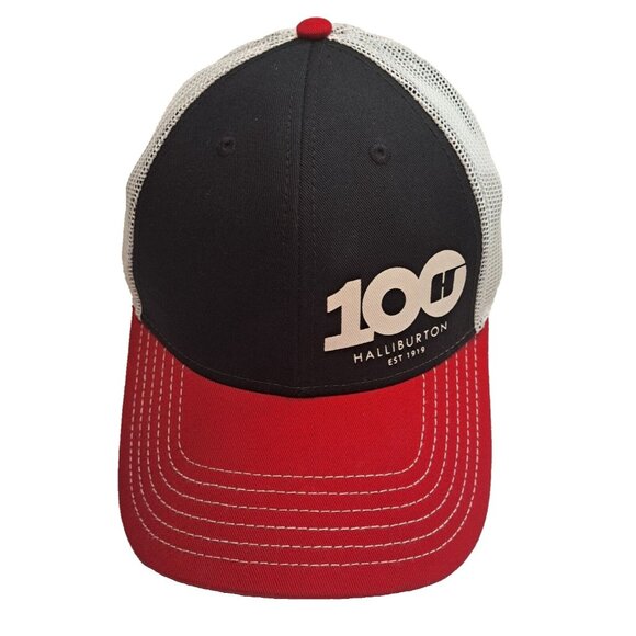 Halliburton Cap Hat Trucker 100th Anniversary Mesh Snapback‎ Red Black 2019